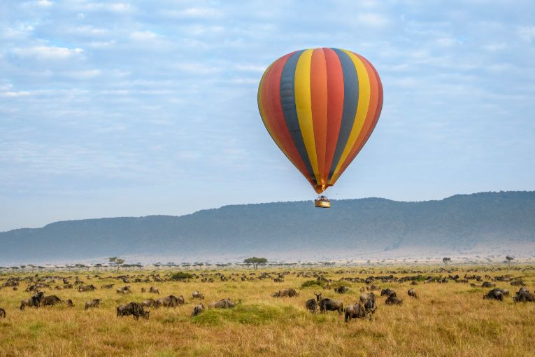 wildebeest migration balloon safari